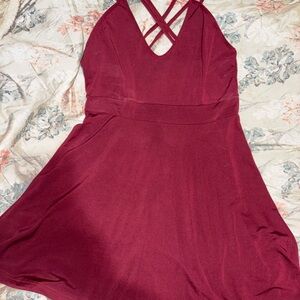 SHEIN Burgundy Backless Dress
